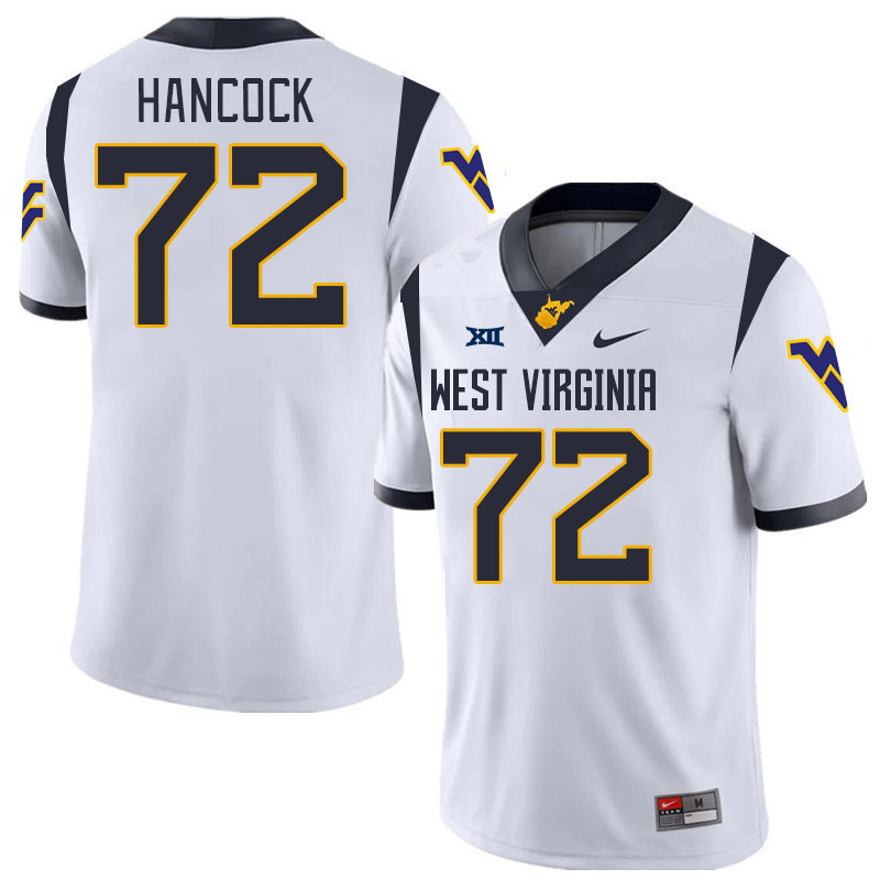 Men #72 Wesley Hancock West Virginia Mountaineers College 2024 New Uniforms Football Jerseys Stitche